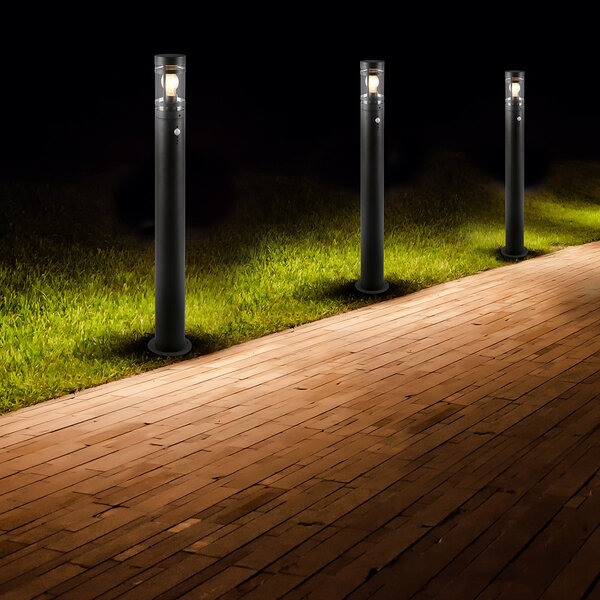 HLW LED LED Vloerlamp Met Sensor - Trion Paulo XL Metaal Buitenlamp Met Bewegingssensor