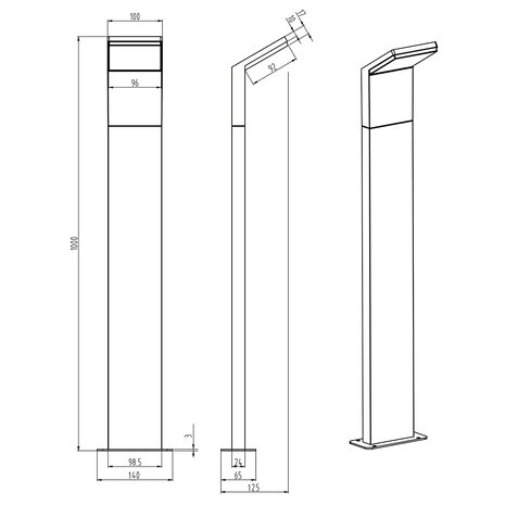 HLW LED LED Vloerlamp Buiten 8W Warm Wit 2700K–3000K Waterdicht IP54 - Tuin Wandlamp