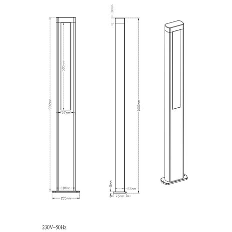 HLW LED Duurzame LED Vloerlamp & Tuin Wandlamp 10W - Trion Rhinon XL, Mat Antraciet