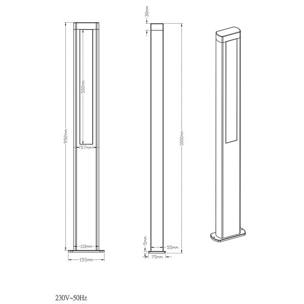 HLW LED Duurzame LED Vloerlamp & Tuin Wandlamp 10W - Trion Rhinon XL, Mat Antraciet