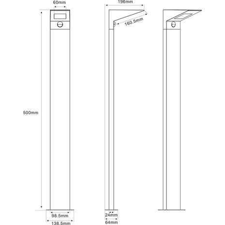 HLW LED LED Vloerlamp en LED Wandlamp met Sensor - Warm Wit 2700K–3000K, 8W, Verstelbare Beam Angle