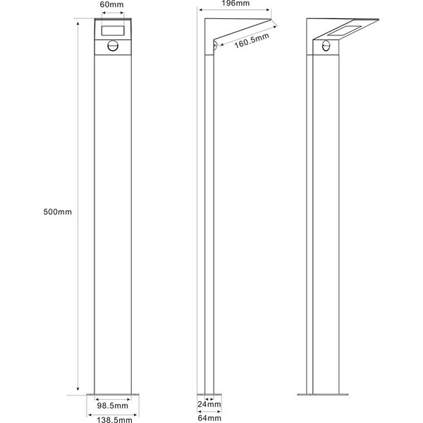 HLW LED LED Vloerlamp en LED Wandlamp met Sensor - Warm Wit 2700K–3000K, 8W, Verstelbare Beam Angle