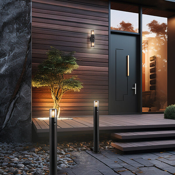 HLW LED LED Vloerlamp & LED Buiten Wandlamp met Sensor - Mat Zwarte Tuin Wandlamp HLW LED LED Vloerlamp & LED Buiten Wandlamp met Sensor - Mat Zwarte Tuin Wandlamp