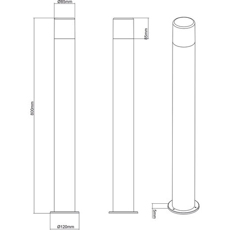 HLW LED LED Vloerlamp Mat Zwart - Waterdichte Tuin Wandlamp met E27 Fitting IP44