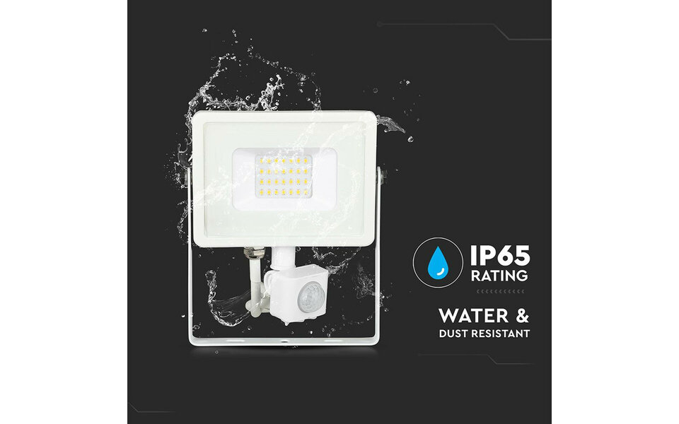 HLW LED LED Bouwlamp 20 Watt met Sensor - Natuurlijk Wit 4000K - Mat Wit Aluminium