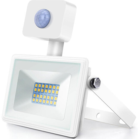 HLW LED LED Bouwlamp 20W met Sensor - Waterdichte LED Bouwlamp & Wandlamp IP65, Natuurlijk Wit