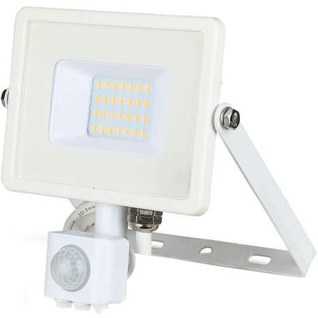 LED Bouwlamp 20W met Sensor - Mat Wit Aluminium - Koud Wit 6400K