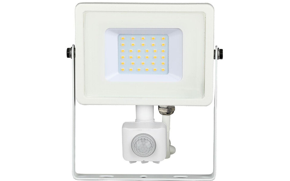 HLW LED LED Bouwlamp 30W met Sensor - Warm Wit 3000K - Mat Wit, IP65 LED Bouwlamp & Wandlamp met Sensor
