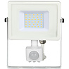 HLW LED LED Bouwlamp 30W met Sensor - Warm Wit 3000K - Mat Wit, IP65 LED Bouwlamp & Wandlamp met Sensor