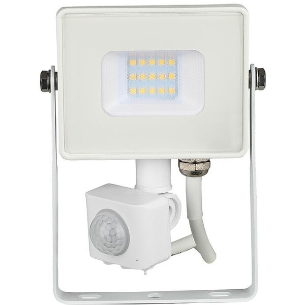 HLW LED LED Bouwlamp 10W met Sensor, Warm Wit 3000K - Mat Wit Aluminium, PIR Sensor