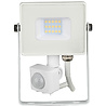 HLW LED LED Bouwlamp 10W met Sensor, Warm Wit 3000K - Mat Wit Aluminium, PIR Sensor