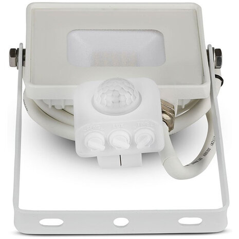 HLW LED LED Bouwlamp 10W met Sensor, Warm Wit 3000K - Mat Wit Aluminium, PIR Sensor