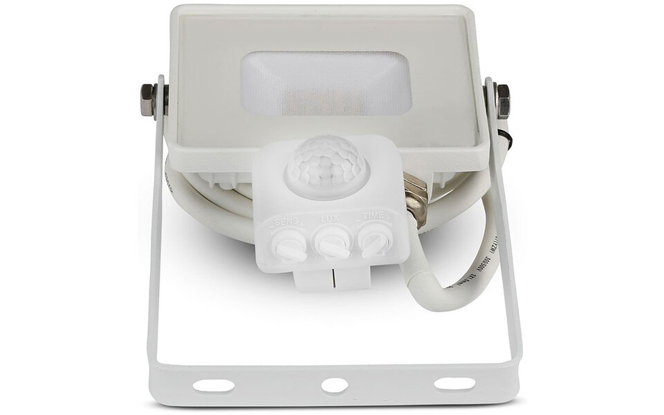 HLW LED LED Bouwlamp 10W met Sensor, Warm Wit 3000K - Mat Wit Aluminium, PIR Sensor