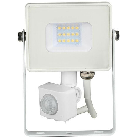 HLW LED LED Bouwlamp 10 Watt met Sensor - Natuurlijk Wit 4000K Mat Wit Aluminium