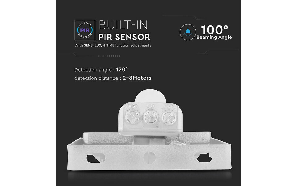 HLW LED LED Bouwlamp 10 Watt met Sensor - Natuurlijk Wit 4000K Mat Wit Aluminium