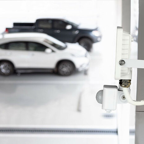 HLW LED LED Bouwlamp 10 Watt met Sensor - Natuurlijk Wit 4000K Mat Wit Aluminium