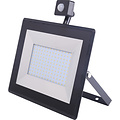 LED Bouwlamp & LED Wandlamp met Sensor - 100W, IP65 Waterdicht, Neutraal Wit, Mat Zwart