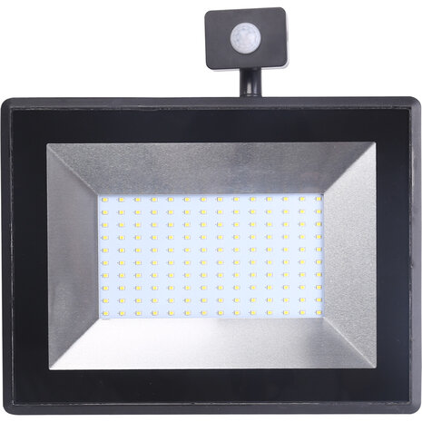 HLW LED LED Bouwlamp & LED Wandlamp met Sensor - 100W, IP65 Waterdicht, Neutraal Wit, Mat Zwart