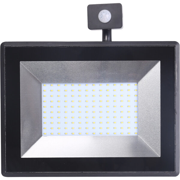 HLW LED LED Bouwlamp & LED Wandlamp met Sensor - 100W, IP65 Waterdicht, Neutraal Wit, Mat Zwart
