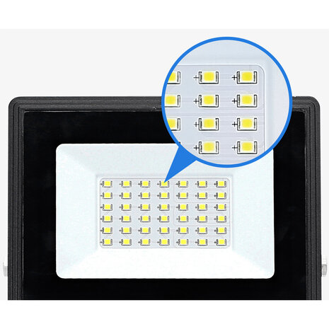 HLW LED LED Bouwlamp 30W Waterdicht IP65 - Zwart & Wit, Neutraal Wit Licht