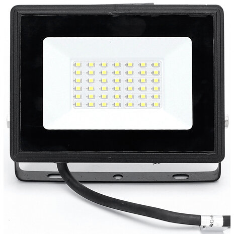 HLW LED Waterdichte LED Bouwlamp 30W IP65 - Zwarte & Witte Vloerlamp, Koud Wit 6000K