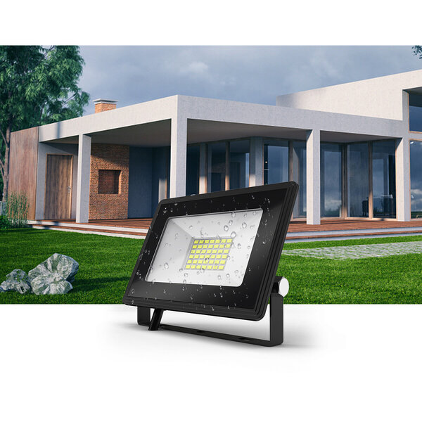 HLW LED Waterdichte LED Bouwlamp 30W IP65 - Zwarte & Witte Vloerlamp, Koud Wit 6000K