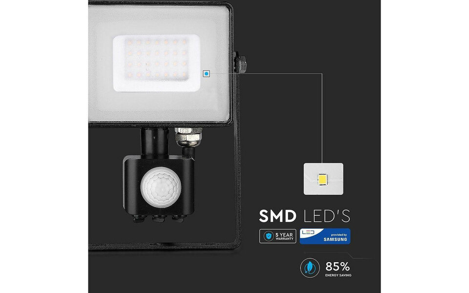 HLW LED LED Bouwlamp en LED Wandlamp met Sensor - Zwarte en Witte Vloerlamp - Koud Wit 6000K