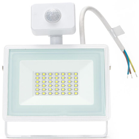 HLW LED LED Bouwlamp 30W met Sensor - Waterdichte LED Bouwlamp & Wandlamp IP65 Koud Wit 6400K