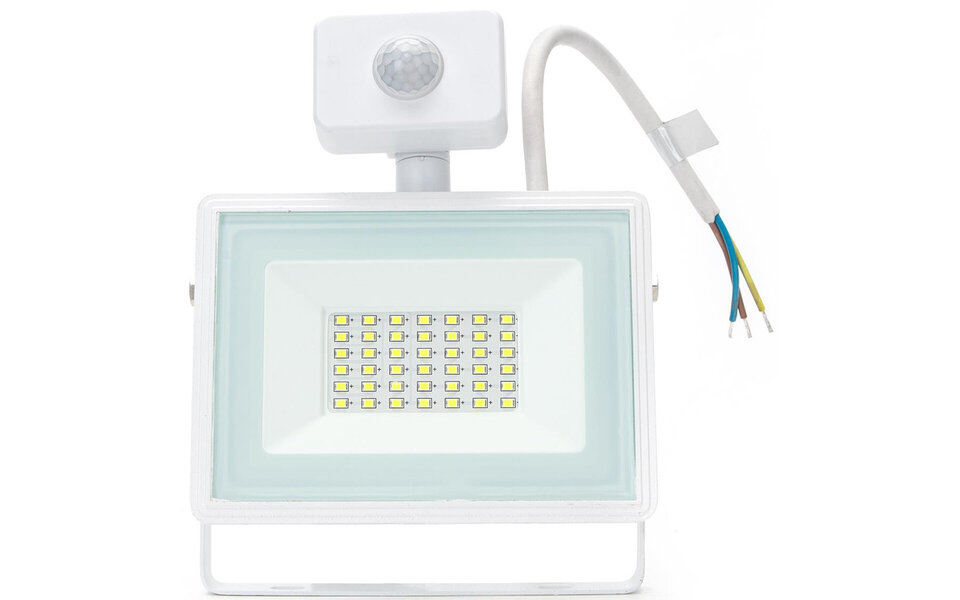 HLW LED LED Bouwlamp 30W met Sensor - Waterdichte LED Bouwlamp & Wandlamp IP65 Koud Wit 6400K