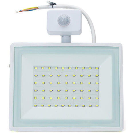 HLW LED LED Lamp 50W - Witte Vloerlamp & LED Wandlamp met Sensor, IP65, Koud Wit 6000K