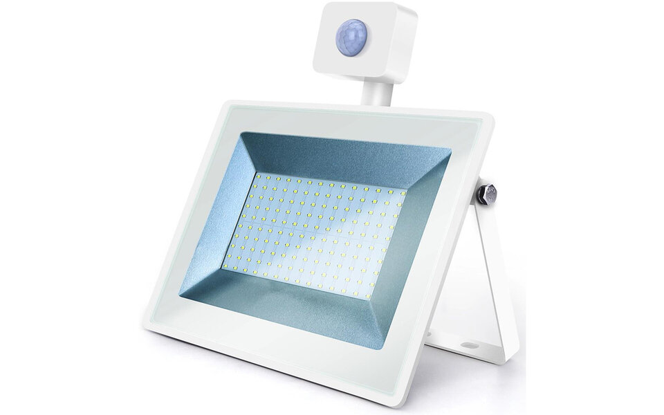HLW LED LED Bouwlamp 100W met Sensor - Waterdicht IP65, Koud Wit 6400K & Mat Wit Aluminium HLW LED LED Bouwlamp 100W met Sensor - Waterdicht IP65, Koud Wit 6400K & Mat Wit Aluminium