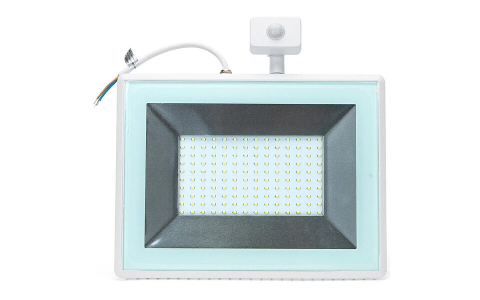 HLW LED LED Bouwlamp 100W met Sensor - Waterdicht IP65, Koud Wit 6400K & Mat Wit Aluminium HLW LED LED Bouwlamp 100W met Sensor - Waterdicht IP65, Koud Wit 6400K & Mat Wit Aluminium