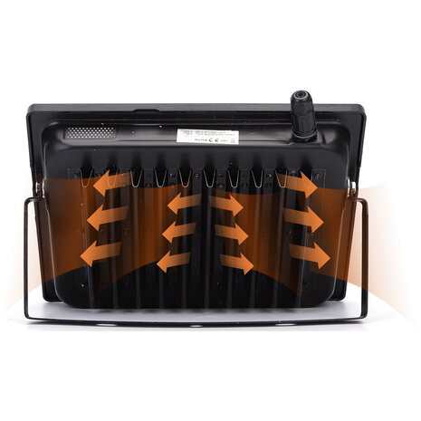 HLW LED LED Bouwlamp 100W met Sensor - Mat Zwarte LED Bouwlamp, Waterdicht IP65, Neutraal Wit