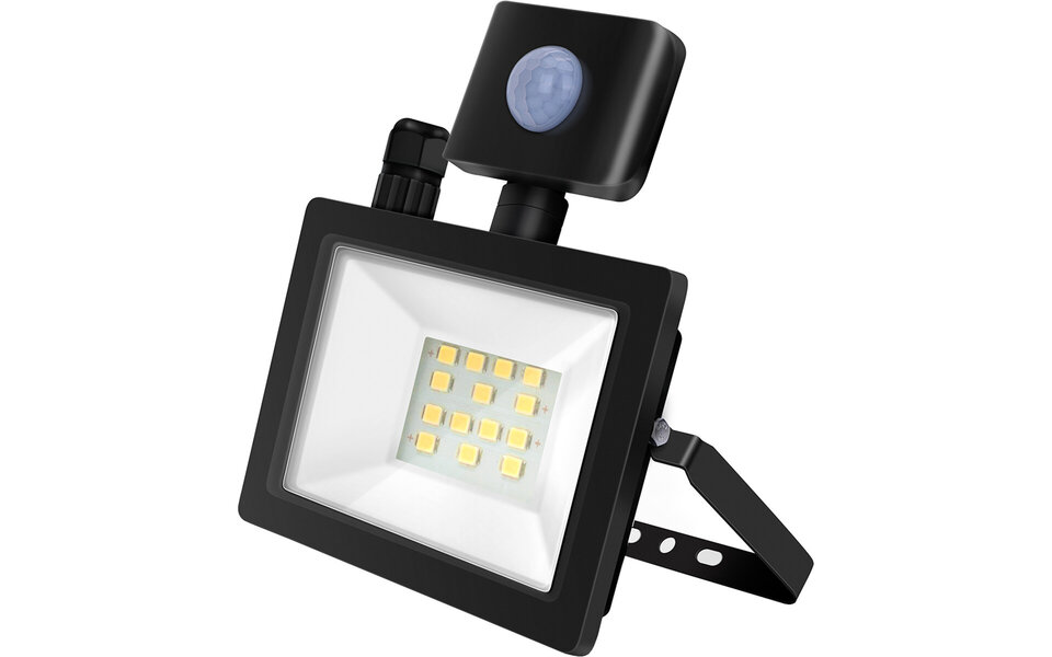 HLW LED Waterdichte LED Bouwlamp & Wandlamp met Sensor, IP65, Neutraal Wit 4000K, Mat Zwart