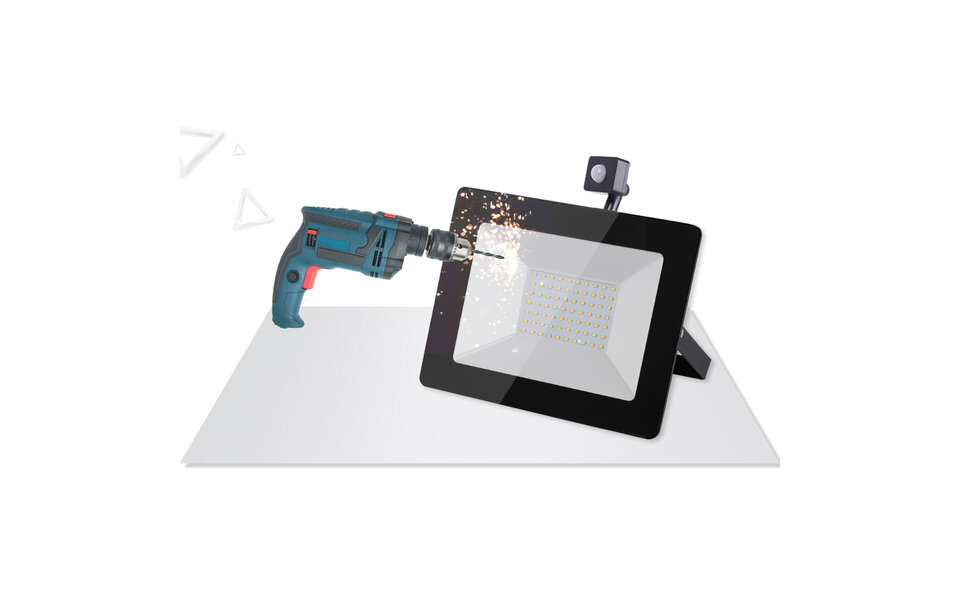 HLW LED Waterdichte LED Bouwlamp & Wandlamp met Sensor, IP65, Neutraal Wit 4000K, Mat Zwart