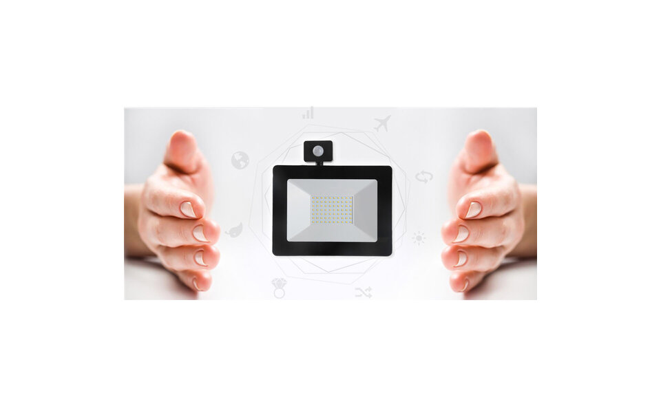 HLW LED Waterdichte LED Bouwlamp & Wandlamp met Sensor, IP65, Neutraal Wit 4000K, Mat Zwart