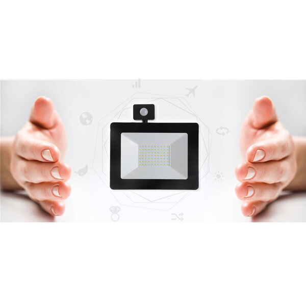 HLW LED Waterdichte LED Bouwlamp & Wandlamp met Sensor, IP65, Neutraal Wit 4000K, Mat Zwart HLW LED Waterdichte LED Bouwlamp & Wandlamp met Sensor, IP65, Neutraal Wit 4000K, Mat Zwart