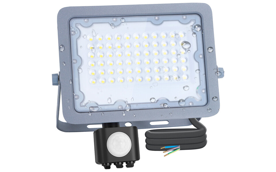 HLW LED Waterdichte LED Bouwlamp 50W met Sensor, Koud Wit 6500K - Aluminium HLW LED Waterdichte LED Bouwlamp 50W met Sensor, Koud Wit 6500K - Aluminium