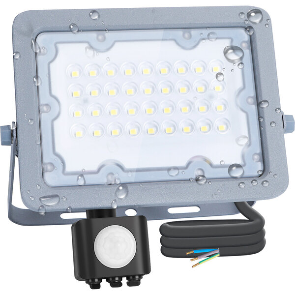 HLW LED Waterdichte LED Bouwlamp met Sensor 30W - Koud Wit 6500K - Verstelbaar & Aluminium