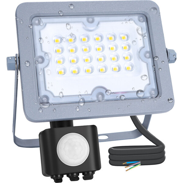 HLW LED LED Bouwlamp 20W Waterdicht IP65 - Verstelbaar met Sensor Helder Koud Wit 6500K