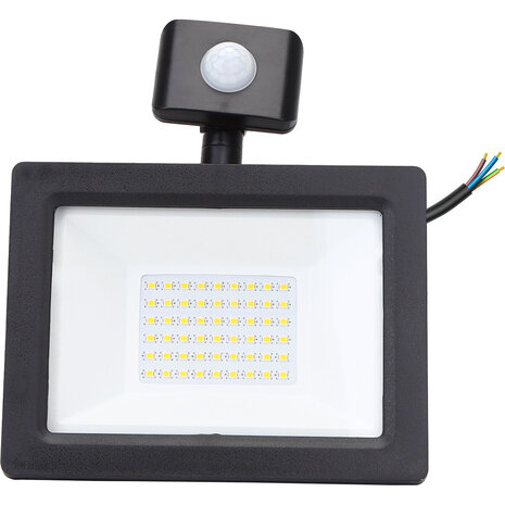 HLW LED LED Lamp 30W Bouwlamp met Sensor - Zwarte & Witte Vloerlamp, Waterdicht IP65, Koud Wit 6000K