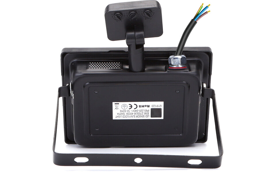 HLW LED LED Lamp 30W Bouwlamp met Sensor - Zwarte & Witte Vloerlamp, Waterdicht IP65, Koud Wit 6000K