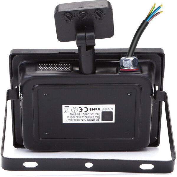 HLW LED LED Lamp 30W Bouwlamp met Sensor - Zwarte & Witte Vloerlamp, Waterdicht IP65, Koud Wit 6000K