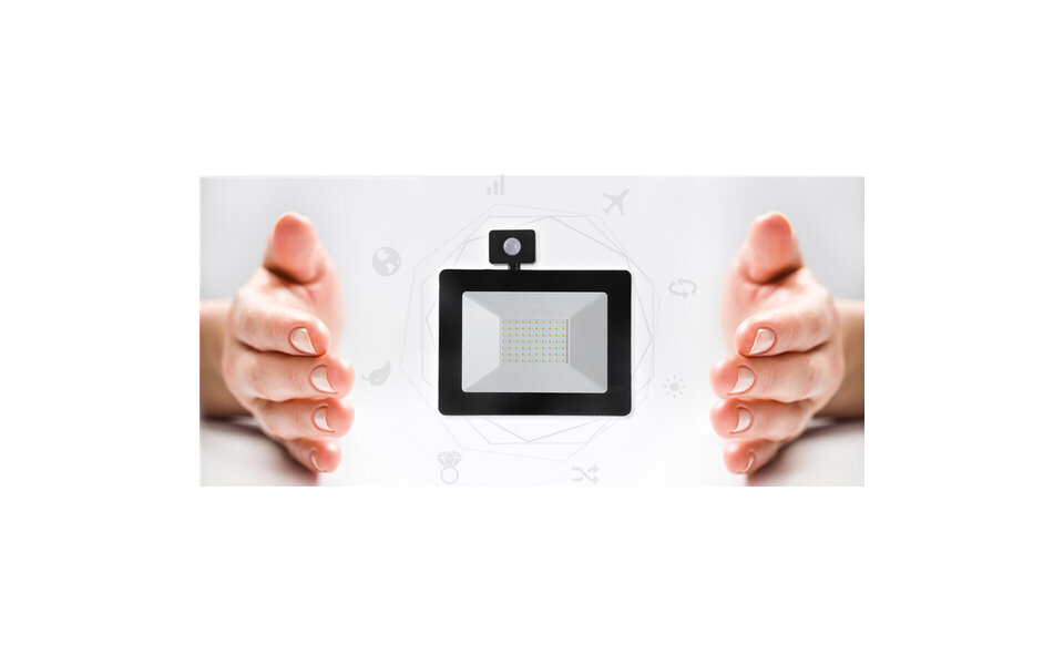 HLW LED Waterdichte LED Bouwlamp & LED Wandlamp met Sensor IP65 - Koud Wit 6000K