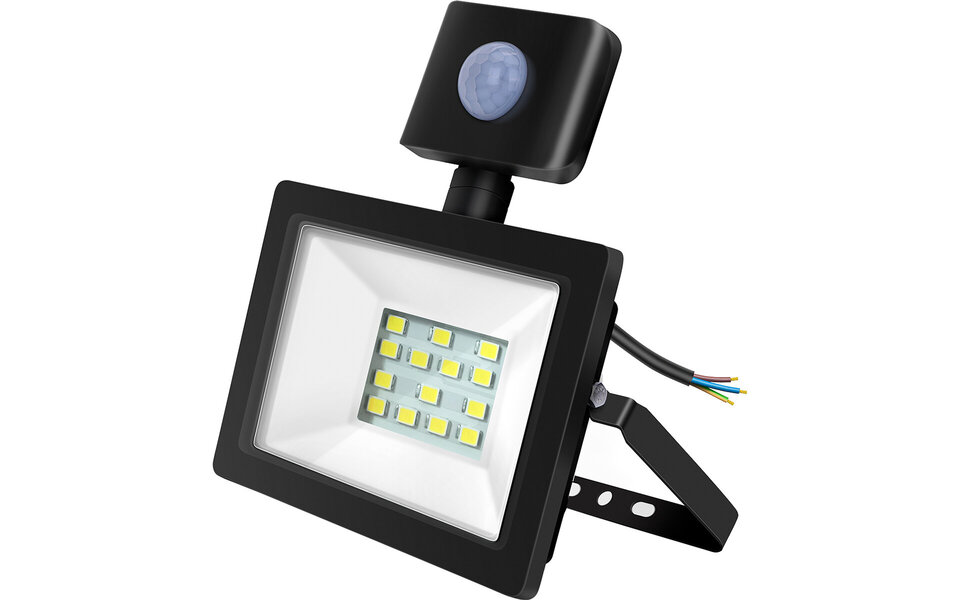 HLW LED LED Bouwlamp, Zwarte & Witte Vloerlamp en LED Wandlamp met Sensor, IP65 Waterdicht, Koud Wit 6000K