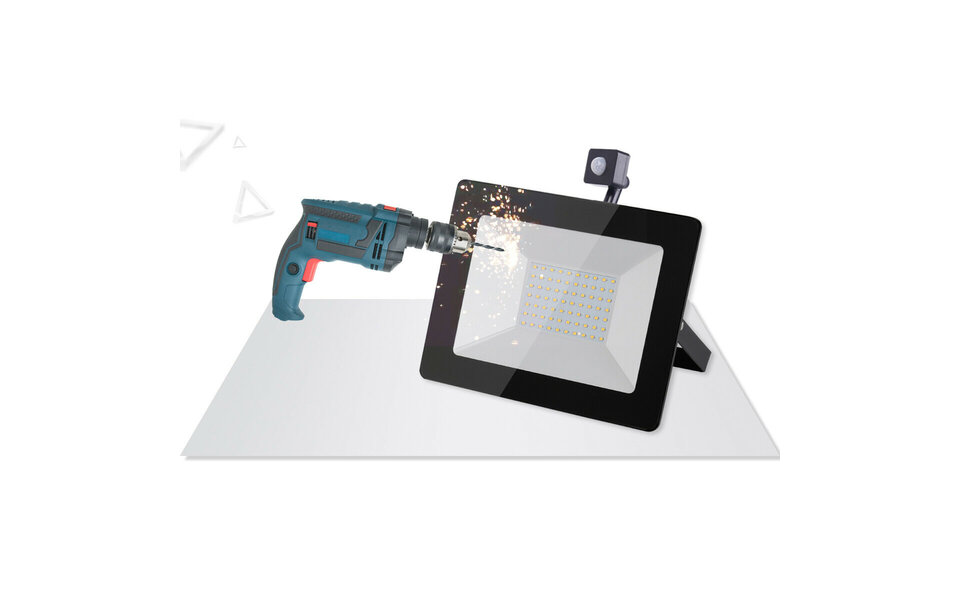 HLW LED LED Bouwlamp, Zwarte & Witte Vloerlamp en LED Wandlamp met Sensor, IP65 Waterdicht, Koud Wit 6000K