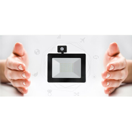 HLW LED LED Bouwlamp, Zwarte & Witte Vloerlamp en LED Wandlamp met Sensor, IP65 Waterdicht, Koud Wit 6000K