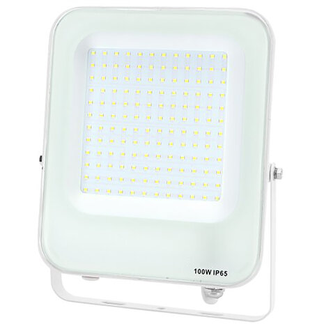 Witte LED Bouwlamp 100W - IP65 Waterdicht, Beam Angle Verstelbaar, Koud Wit 6000K Daglicht Wit