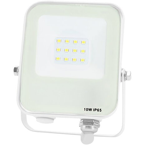 Witte LED Bouwlamp 10W met IP65 Waterdichte Behuizing en Verstelbare Beam Angle, Koud Wit 6000K Daglicht Wit