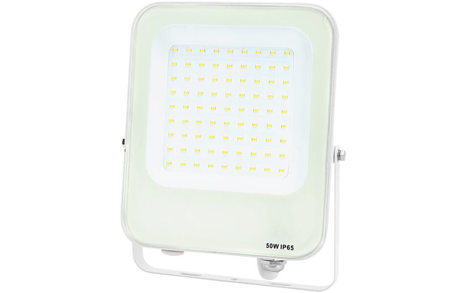 HLW LED LED Bouwlamp 50W IP65 Waterdicht - Witte Vloerlamp met Verstelbare Beam Angle, Neutraal Wit